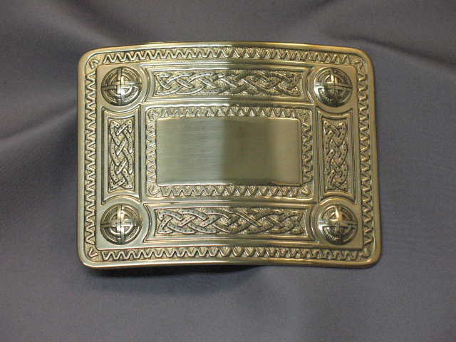 Sold Brass Celtic Knot Kilt Belt Buckle - Click Image to Close